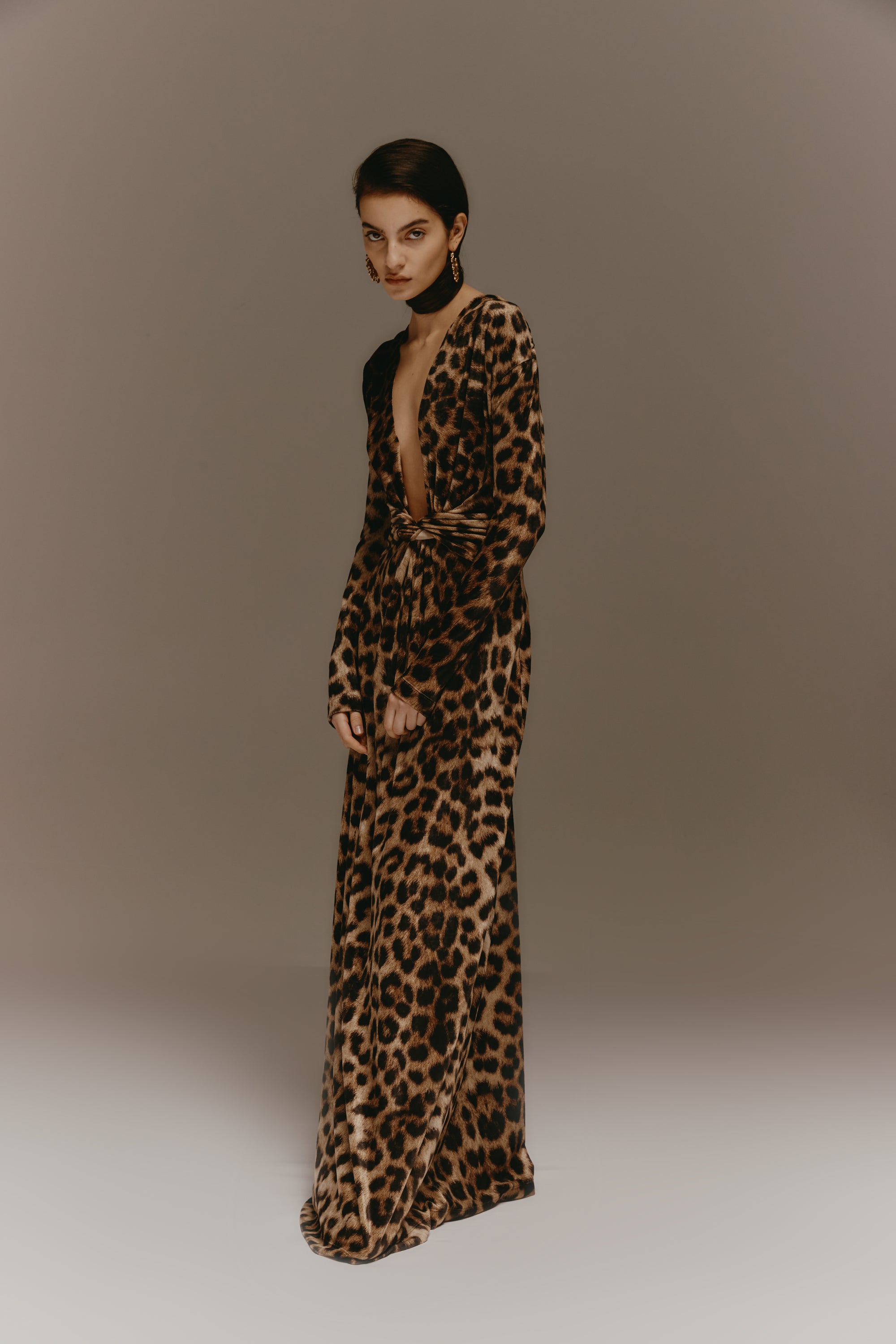 Amanda maxi dress velvet - Leopard