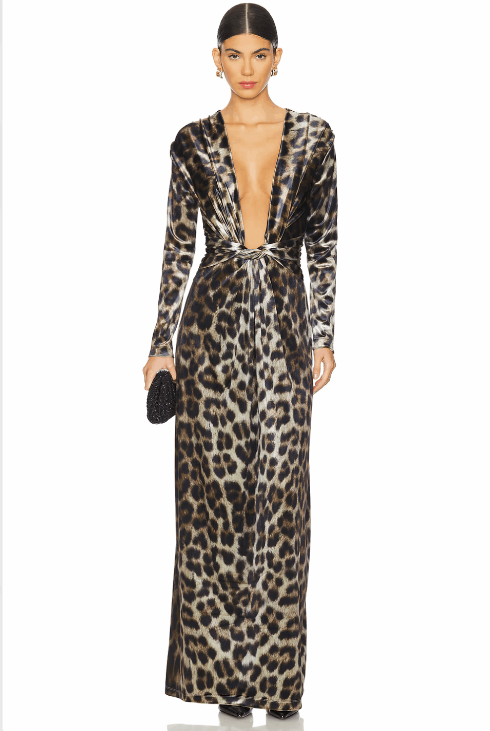 Amanda maxi dress velvet - Leopard