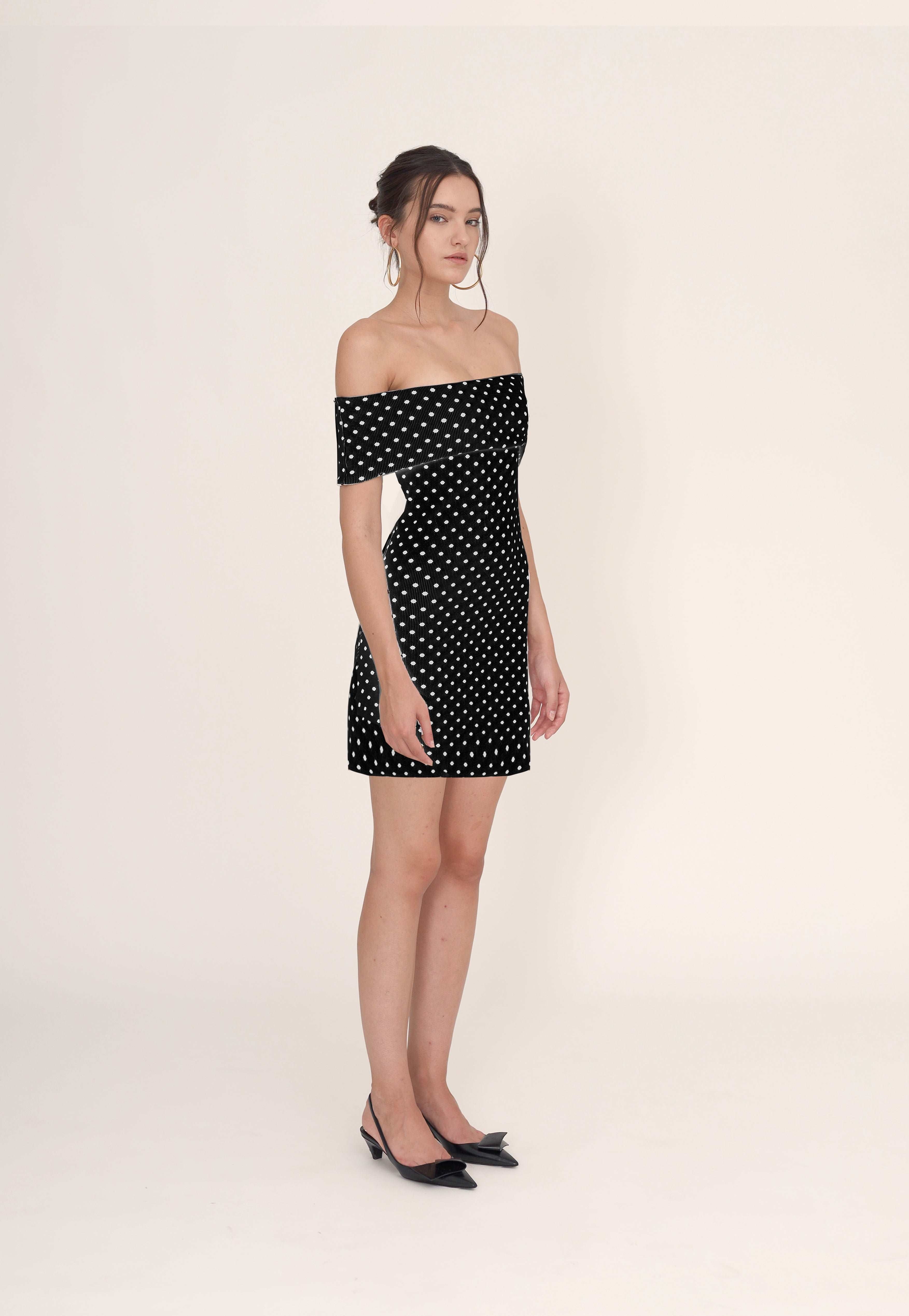 Rosalia mini dress - Black and white dots