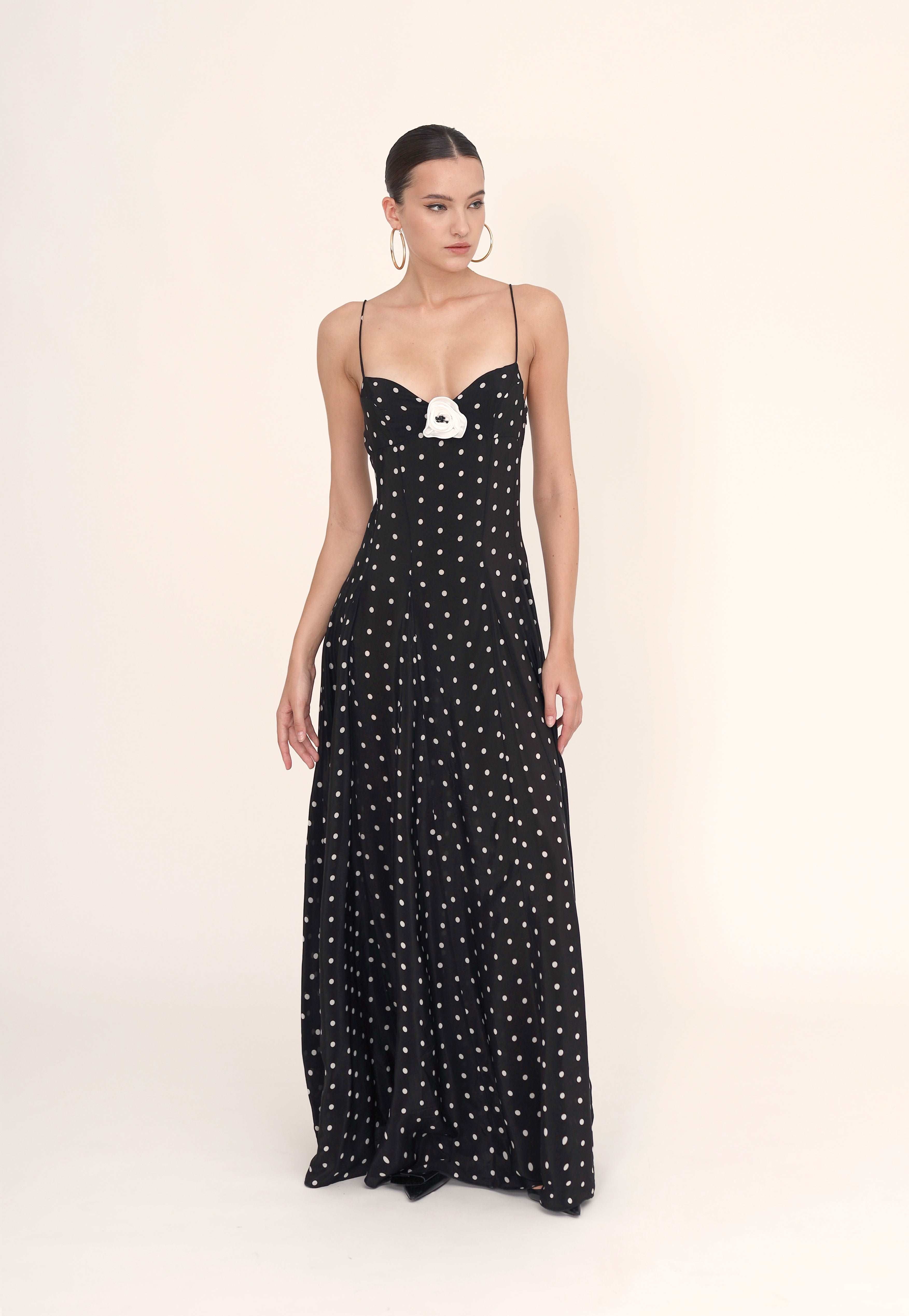 Timeless maxi dress - Black and white dots