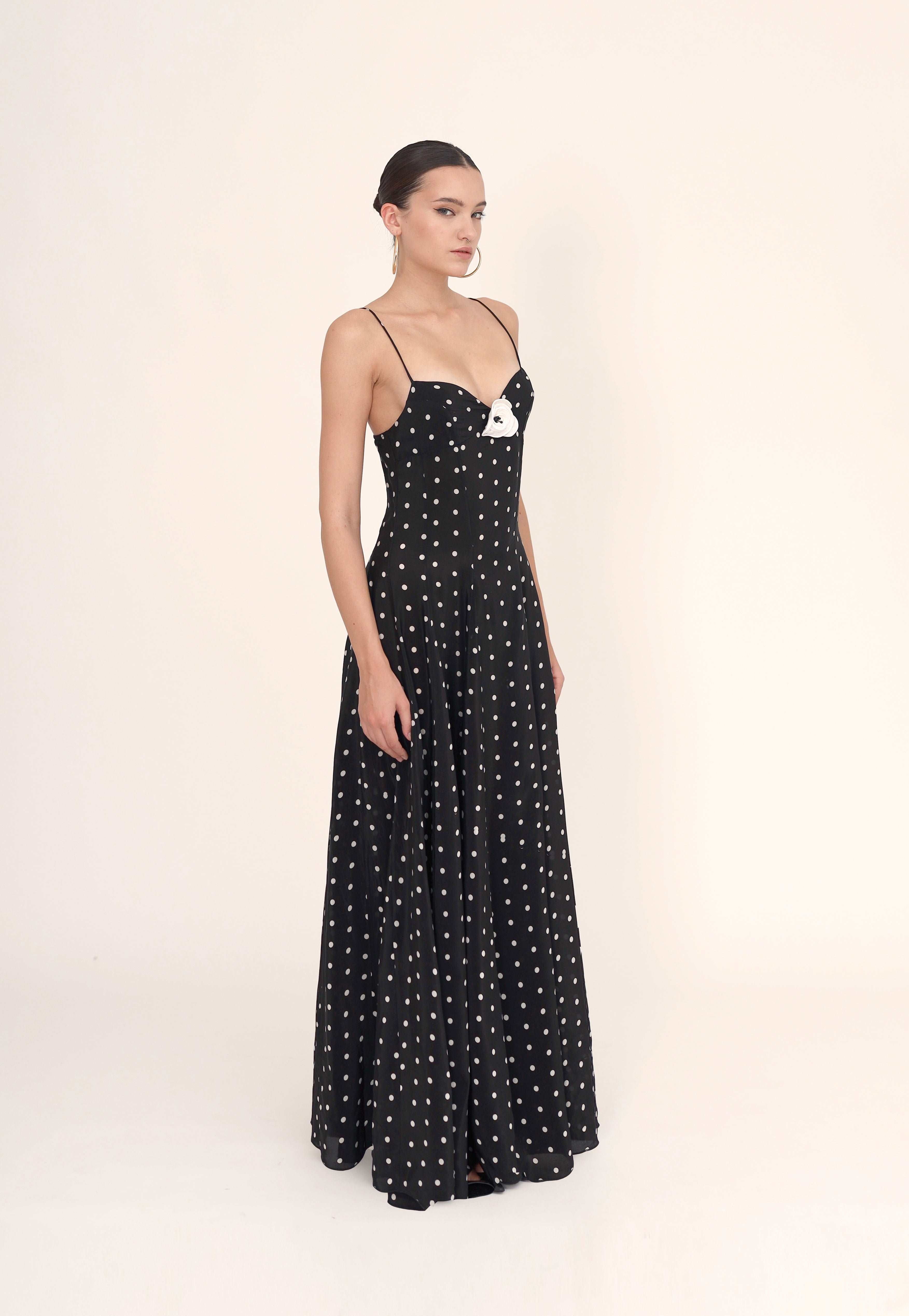 Timeless maxi dress - Black and white dots