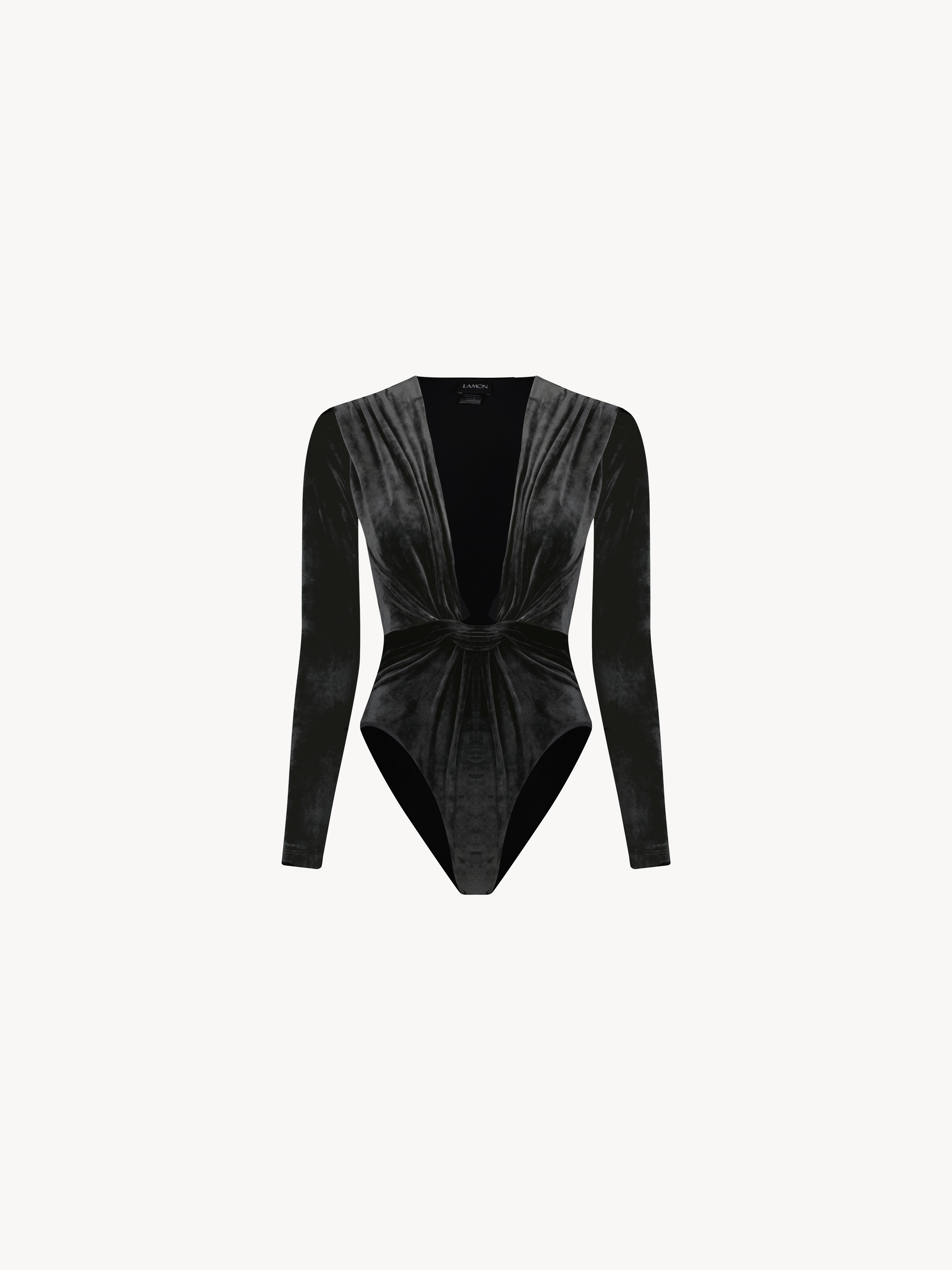 Amanda bodysuit velvet - Black