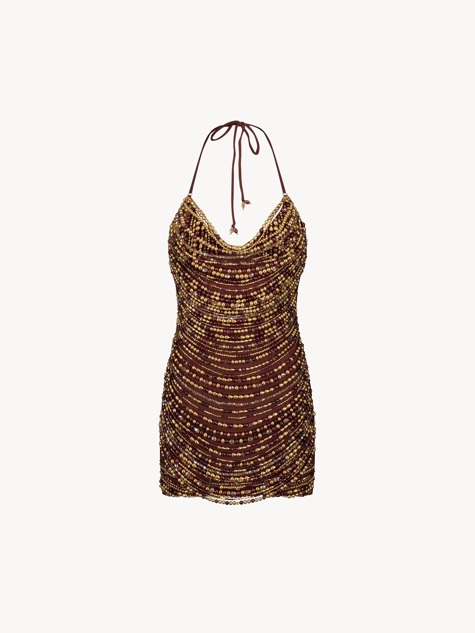 Floating pearl mini dress - Brown