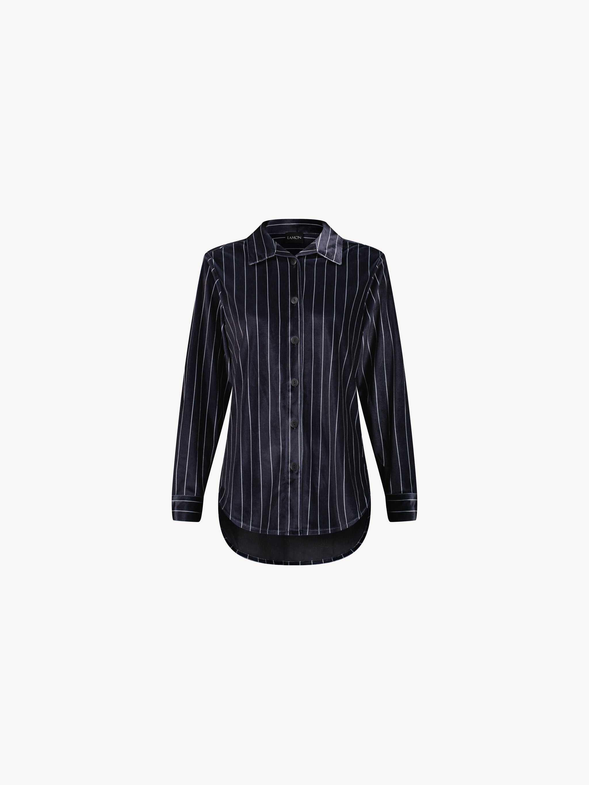 City jama velvet pinstrip shirt - Black